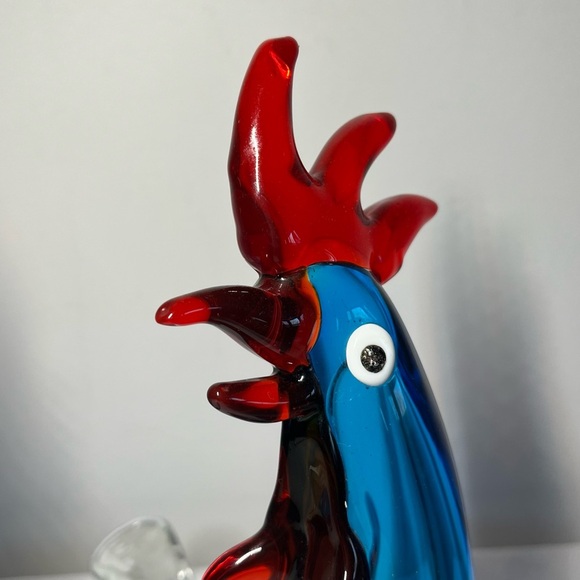 Rooster Chicken Figurine Murano-Style Blue Glass. Heavy. Amazing! - Picture 2 of 7